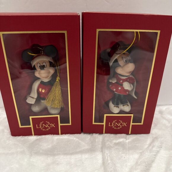 Lenox Disney Mickey and Minnie Mouse 24k Gold Accents Christmas Ornament - Picture 2 of 14